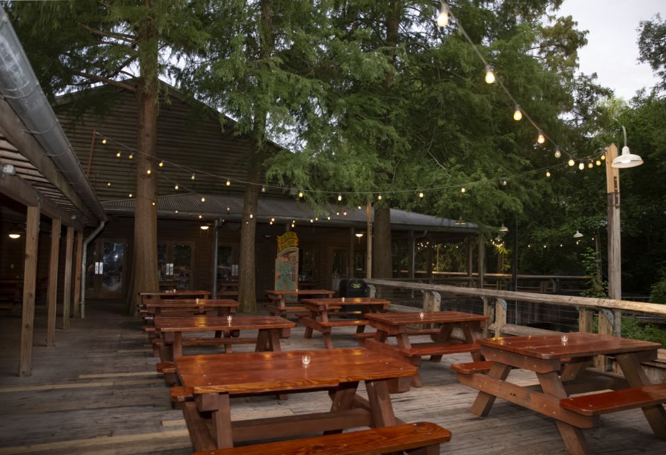 A private event setup in the Louisiana Swamp area of Audubon Zoo