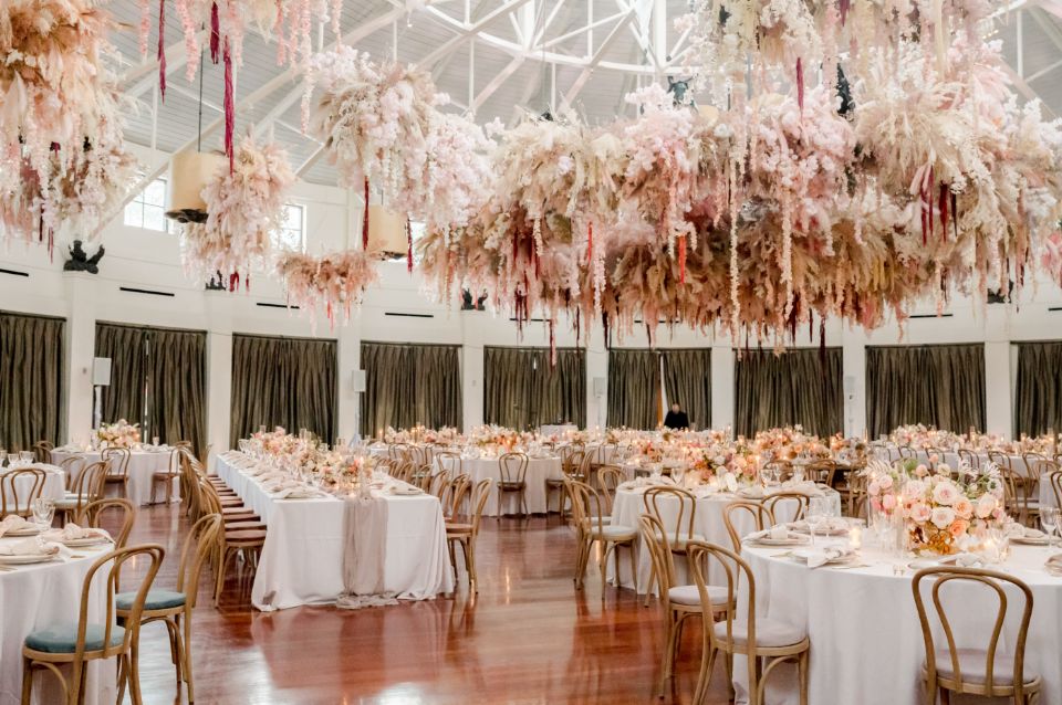 Tables set up for a wedding at Audubon Tea Room at Audubon Zoo