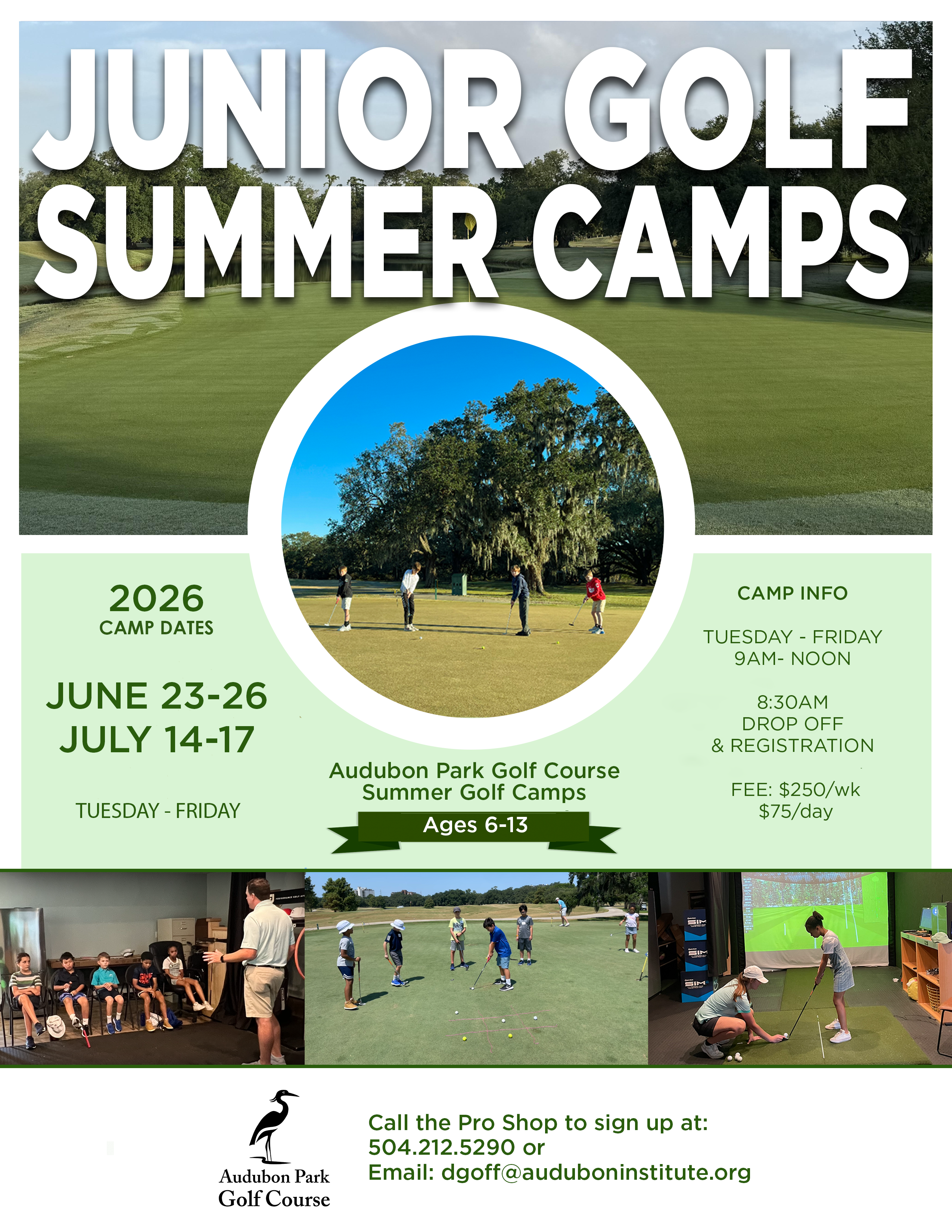 8 week Junior golf clinic winter series flyer